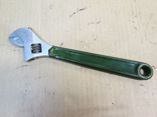 Vintage Diamond Tool Diamalloy 10 Inch Adjustable Wrench Green Handle
