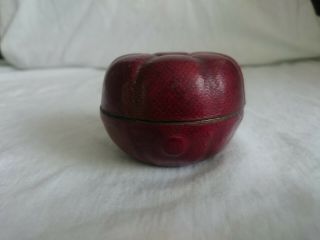 Antique Novelty Red Leather Travelling Inkwell Apple Melon Tomato ? Fruit Shape