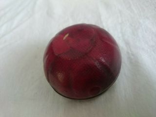 ANTIQUE NOVELTY RED LEATHER TRAVELLING INKWELL APPLE MELON TOMATO ? FRUIT SHAPE 4