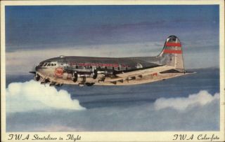 Commercial Aviation Twa Stratoliner Airplane Advertising Postcard