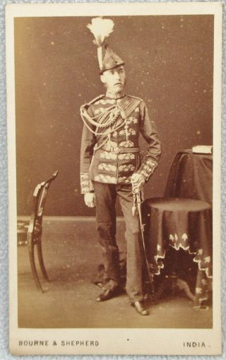Cdv Military Officer Feathered Hat Soldier India Bourne Shepherd Antique Photo