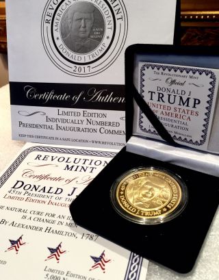 Trump Golden Series Ii 2017 Presidential Inauguration Medallion One Ounce Coin