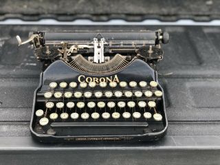 Black Corona Four Typewriter Portable Antique Vtg Lc Smith 4 Duco