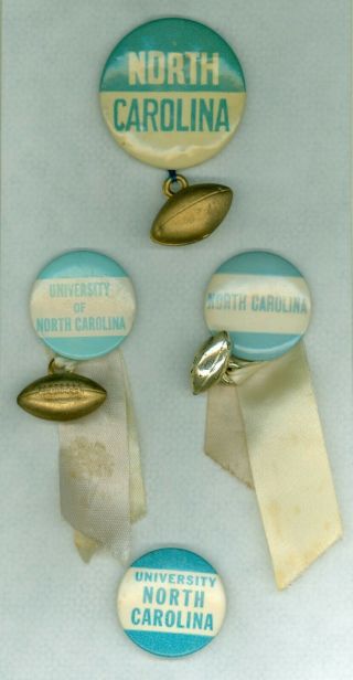 4 Vtg University Of North Carolina Tar Heels College Football Pinback Buttons