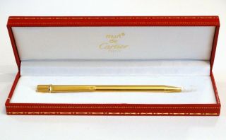 Cartier Must De Cartier Ballpoint Pen In Godron Gold Plated Body -
