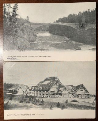 Old Faithful Inn And Bridge Yellowstone National Park C.  1904 Postcards