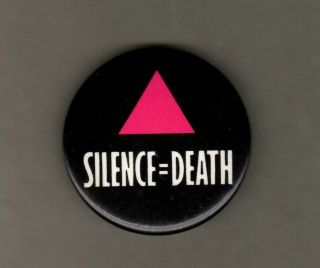 Silence = Death Button Pin Lgbt Gay Lesbian Pride Black Inverted Pink Triangle