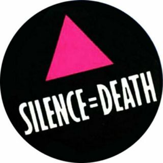 Silence = Death Button Pin LGBT Gay Lesbian Pride Black Inverted Pink Triangle 2