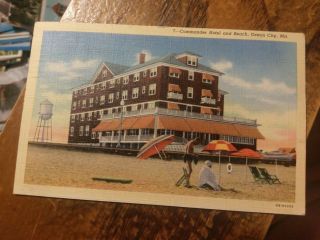 Commander Hotel & Beach Ocean City Md Linen Postcard