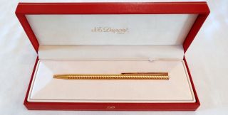 S.  T.  Dupont Classique Ballpoint Pen In Stacked Circle Gold Plated Design -