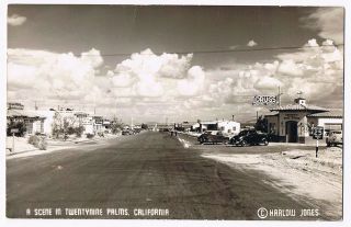 Twentynine Palms,  Ca Street Scene - Harlow Jones - Real Photo Rppc 1940 