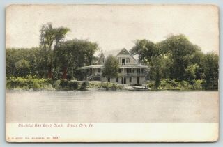 Sioux City Iowa Council Oak Boat Club Three Story House On Riverfront 1908 Pc