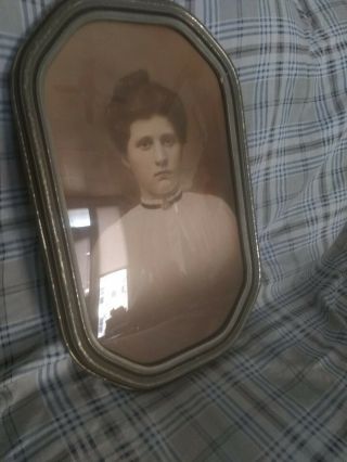 Vintage Photo Unknown Age Unknown Woman Old Framed 17.  5 Inch Tall 11.  25 Wide