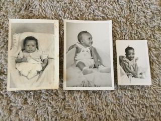 Set Of 3 Vintage Antique African American Photographs Adorable Babies