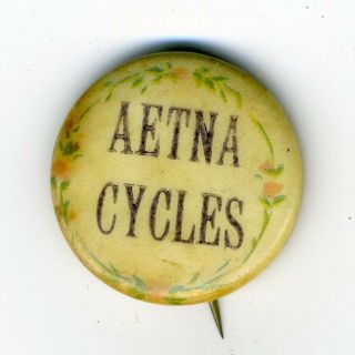 Vintage Antique Aetna Cycles Bicycle Celluloid Stick Pin Pinback 1890 