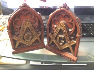 Vintage Freemason Bookends