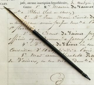 Antique Black - Handled Victorian Dip Pen With A.  Norton No.  1 14k Gold Nib