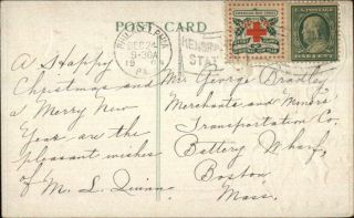 1909 American Red Cross Christmas Seal Tied Stamp Sheet Music Postcard