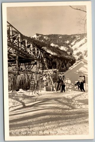 Sun Valley Id Bald Mt Resort Ski Lift Skiing Vintage Rppc Real Photo Postcard C2