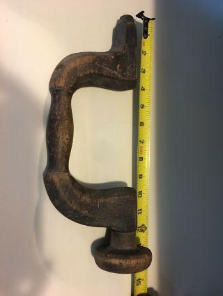 Antique,  Brass And Wood Hand Brace For Drill Bits