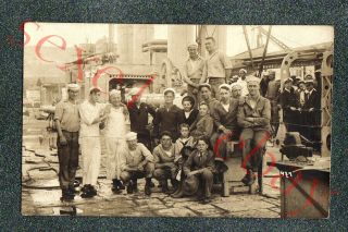 Great Image Of Navy Boys On A Docked Ship - Circa 1920 Rppc Photo Grade 5