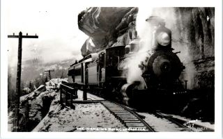 Rppc Skagway,  Ak White Pass & Yukon Railroad Hanging Rocks C1950s Postcard