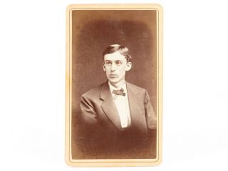 W.  G.  C.  Kimball Concord Nh Antique Cdv Portrait Skinny Young Man Bow Tie