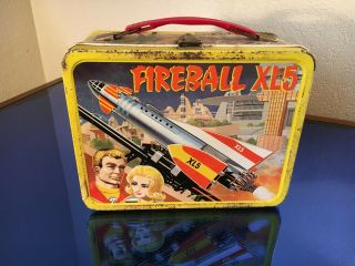 Rare 1964 Fireball Xl5 Metal Lunch Box Space Tv Show - Thermos Brand,