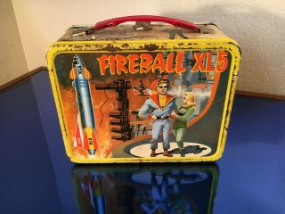RARE 1964 Fireball XL5 Metal Lunch Box Space TV Show - Thermos Brand, 2