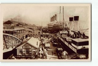 Cunard Line Steam Ship Rms Mauretania Vintage Rppc Real Photo Liverpool Landing