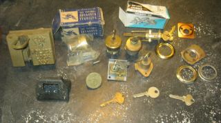 Vintage Cast Iron Fox Police Lock Ny National Hardware Rim Lock Cylinder More