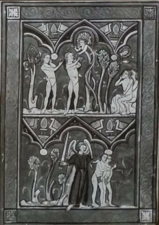 Story Of Adam & Eve,  13th C.  French Psalter Of Paris,  Magic Lantern Glass Slide