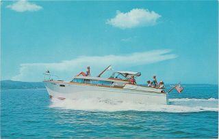 Nw Traverse Mi C.  1960s Wonderful View Of The Boat Miss Irma Full Of Beach Babes