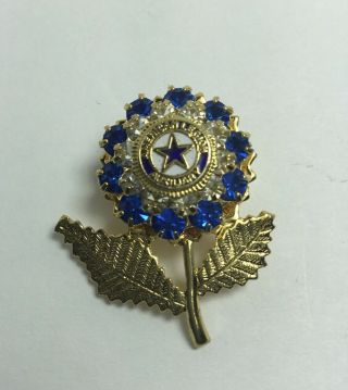 Vintage American Legion Auxiliary Gold Tone Rhinestone Flower Pin Brooch