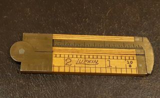 Vintage Lufkin No 171 Folding Ruler Box Wood & Brass With Slider