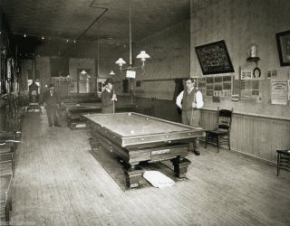 Antique Billiard Hall Vintage Billiard Table Pool Hall Woodstove 1890 Pool Cues