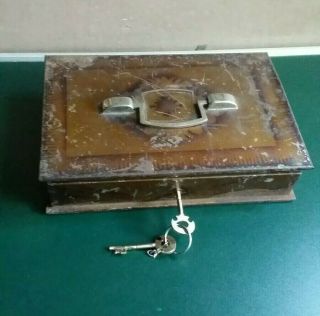 Antique Vintage Iron Jewellery Box With Key Lock