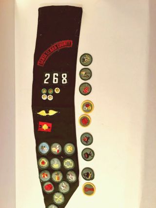 Vintage Girl Scouts Sash From Santa Clara County (silicon Valley) Ca,  W/ Badges