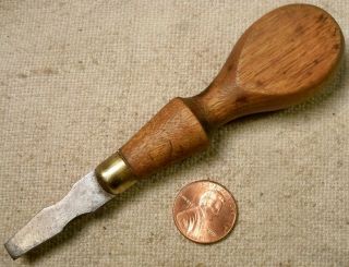 Vintage Small Wooden Handle Turnscrew Or Screwdriver Good Shape Read