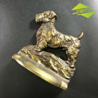 ANTIQUE c.  1930 ' s SOLID BRASS ENGLISH TERRIER BOOK ENDS METALWARE PAIR NOT BRONZE 2
