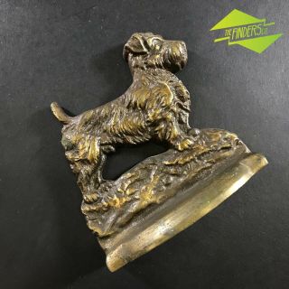 ANTIQUE c.  1930 ' s SOLID BRASS ENGLISH TERRIER BOOK ENDS METALWARE PAIR NOT BRONZE 3