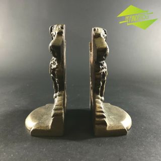 ANTIQUE c.  1930 ' s SOLID BRASS ENGLISH TERRIER BOOK ENDS METALWARE PAIR NOT BRONZE 5