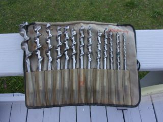 Vintage Midway Auger Bits Brace Drill Set With Pouch Rare