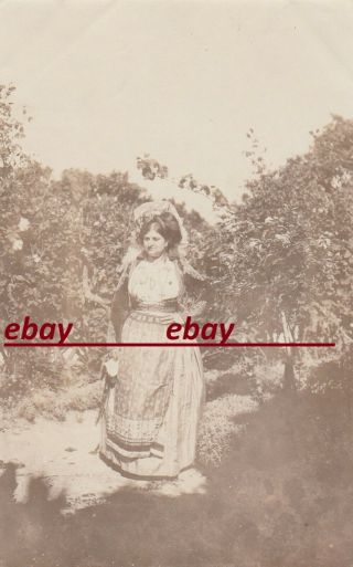 Greece Corfu Corfou Kerkyra Woman With Local Costume Real Photo Albumen 1900`s