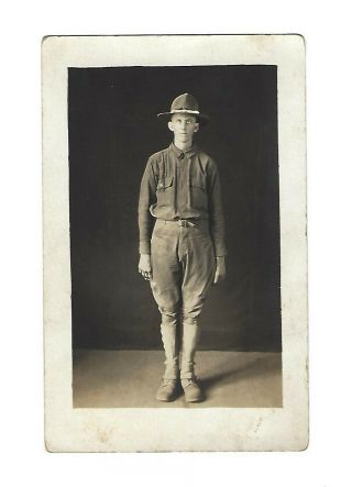 Vintage Antique Wwi War Real Photo Rppc Postcard U.  S.  Army Soldier Carl Krueger