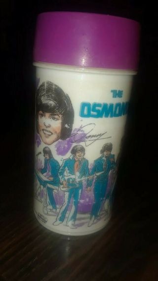 1973 The Osmonds Donnie & Marie Aladdin Thermos W/ Lid For Lunch Box Great Shape