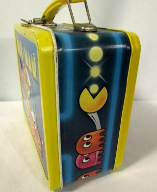 Vintage 1980 Bally Midway Pac - Man Aladdin Metal Lunch Box w/ Thermos 3