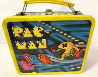Vintage 1980 Bally Midway Pac - Man Aladdin Metal Lunch Box w/ Thermos 4