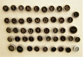 Set Of 47 Vtg Salvaged Royal Typewriter Keys Glass Letters Numbers Art Crafts