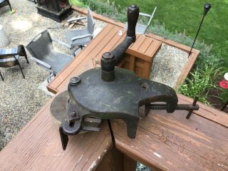 Antique Hand Crank Grinder Bench Mount Tool